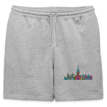 Ligne de la silhouette de la ville de Nimègue Waal Bridge - Short de survêtement homme premium - gris chiné - Devant - AI Model Male 178 light (178cm)