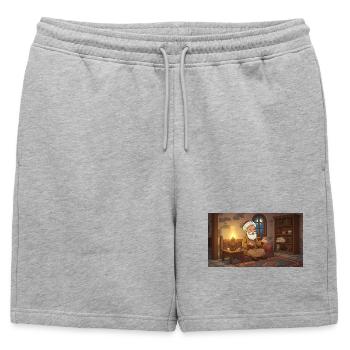 Nasreddin Hodja & L’Oiseau de la Sagesse - Short de survêtement homme premium - gris chiné - Devant - AI Model Male 178 light (178cm)