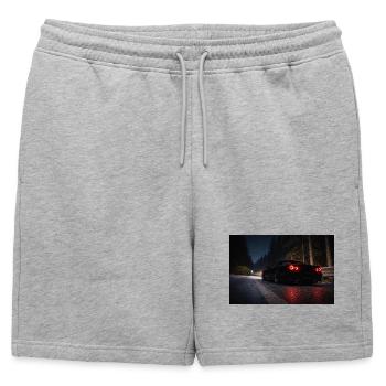 Voiture de sport nocturne sur la route - Short de survêtement homme premium - gris chiné - Devant - AI Model Male 178 light (178cm)