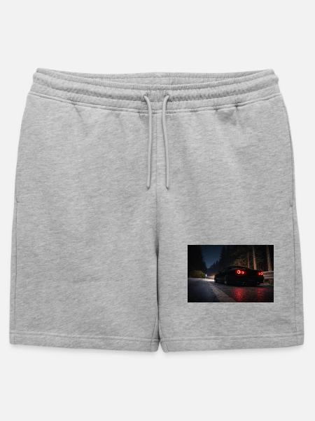 Nachtsportwagen auf der Straße - Männer Premium Organic Sweatshorts - Grau meliert