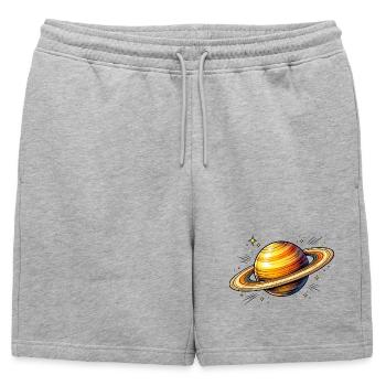 Planète Saturne - Short de survêtement homme premium - gris chiné - Devant - AI Model Male 178 light (178cm)