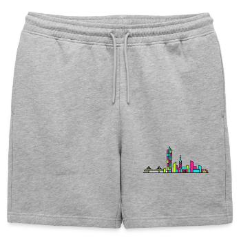Silhouette de la ville de Malmö Tournant Torse Art moderne - Short de survêtement homme premium - gris chiné - Devant - AI Model Male 178 light (178cm)