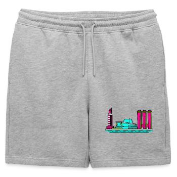 Art de la tour de rouge à lèvres de la skyline de la ville de Göteborg - Short de survêtement homme premium - gris chiné - Devant - AI Model Male 178 light (178cm)