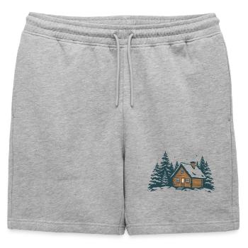 Winterwaldhütte - Männer Premium Organic Sweatshorts - Grau meliert - Vorne - AI Model Male 178 light (178cm)