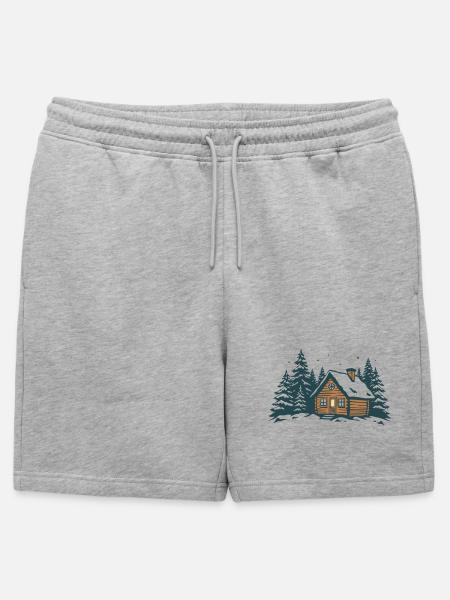 Winterwaldhütte - Männer Premium Organic Sweatshorts - Grau meliert