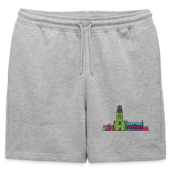 Art de la tour St Rumbold de la Skyline de la ville de Malines - Short de survêtement homme premium - gris chiné - Devant - AI Model Male 178 light (178cm)