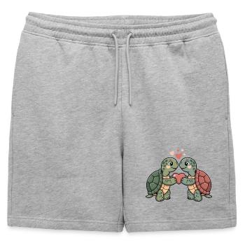 Les tortues adorent les câlins Câlins cœur mignons - Short de survêtement homme premium - gris chiné - Devant - AI Model Male 178 light (178cm)