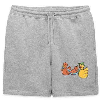 Ducks wearing capy - Mens' Premium Organic Sweatshorts - heather grey - Front - AI Model Male 178 light (178cm)