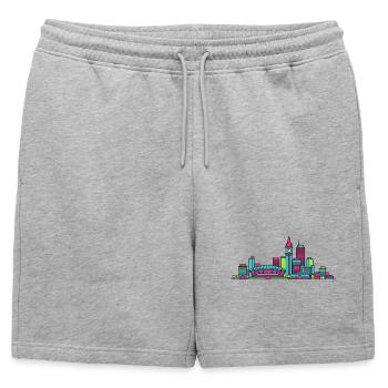 Adelaide City Skyline Cathedral Modern Line Art - Mens' Premium Organic Sweatshorts - heather grey - Front - AI Model Male 178 light (178cm)