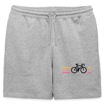 Vélo Noir Bandes Énergiques Sunset  - Short de survêtement homme premium - gris chiné - Devant - AI Model Male 178 light (178cm)