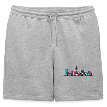 Art de la silhouette du château de la ville d’Osaka - Short de survêtement homme premium - gris chiné - Devant - AI Model Male 178 light (178cm)