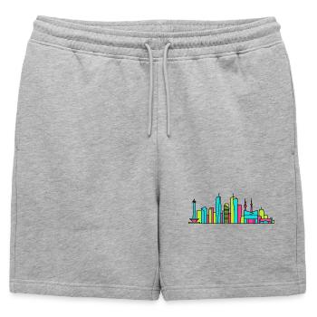 Silhouette de la ville de Jakarta Monument Monas Art moderne - Short de survêtement homme premium - gris chiné - Devant - AI Model Male 178 light (178cm)
