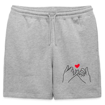 Pinky Promise Heart Minimalist Line Art - Short de survêtement homme premium - gris chiné - Devant - AI Model Male 178 light (178cm)