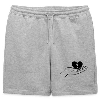 Cœur brisé en main Design minimal d’art lineal - Short de survêtement homme premium - gris chiné - Devant - AI Model Male 178 light (178cm)
