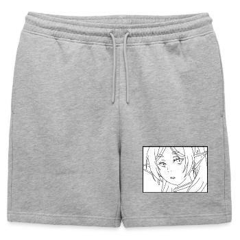 Frieren - Short de survêtement homme premium - gris chiné - Devant - AI Model Male 178 light (178cm)