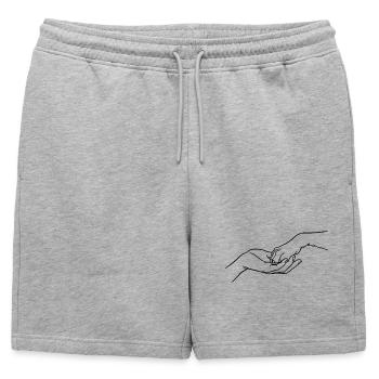 « Éternellement connectés » (patte en main) - Short de survêtement homme premium - gris chiné - Devant - AI Model Male 178 light (178cm)