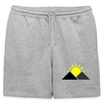 Paysage des montagnes Sun - Short de survêtement homme premium - gris chiné - Devant - AI Model Male 178 light (178cm)