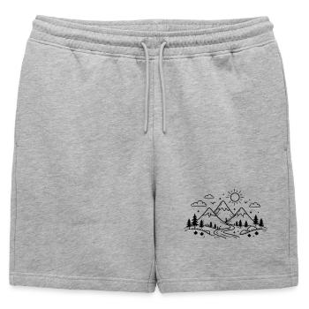 Montagnes Paysage Nature - Short de survêtement homme premium - gris chiné - Devant - AI Model Male 178 light (178cm)