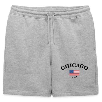Chicago, États-Unis - Short de survêtement homme premium - gris chiné - Devant - AI Model Male 178 light (178cm)