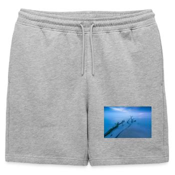 Blue hour sur la plage ouest - Short de survêtement homme premium - gris chiné - Devant - AI Model Male 178 light (178cm)