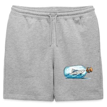 Bateau-bouteille en haute mer - Short de survêtement homme premium - gris chiné - Devant - AI Model Male 178 light (178cm)