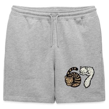 Sleeping 'Six Seven' cats - Mens' Premium Organic Sweatshorts - heather grey - Front - AI Model Male 178 light (178cm)