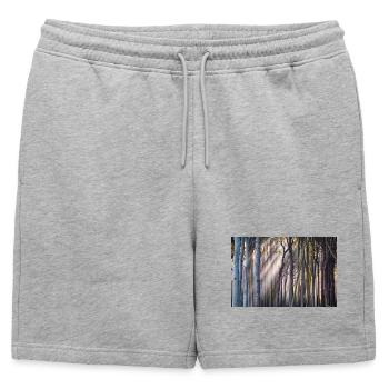 Rayons de lumière dans la forêt - Short de survêtement homme premium - gris chiné - Devant - AI Model Male 178 light (178cm)
