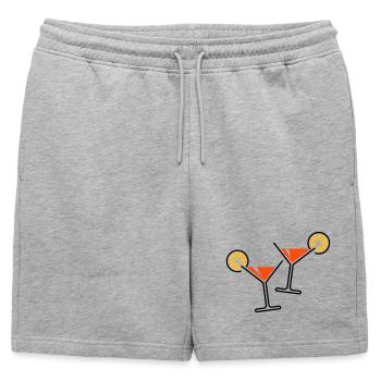 2 verres cocktail / cocktail / martini + (orange) - Short de survêtement homme premium - gris chiné - Devant - AI Model Male 178 light (178cm)