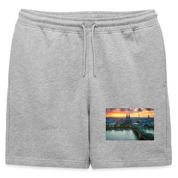 Cathédrale de Cologne à la lumière du soir - Short de survêtement homme premium - gris chiné - Devant - AI Model Male 178 light (178cm)