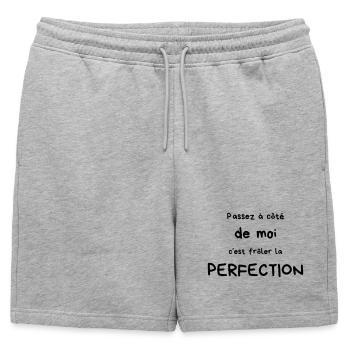 To pass by me is to be close to perfection - Mens' Premium Organic Sweatshorts - heather grey - Front - AI Model Male 178 light (178cm)