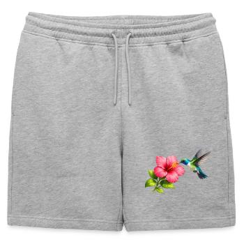 Colibri sur l’hibiscus rouge - Short de survêtement homme premium - gris chiné - Devant - AI Model Male 178 light (178cm)