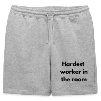 Hardest worker in the room - Short de survêtement homme premium - gris chiné - Devant - AI Model Male 178 light (178cm)