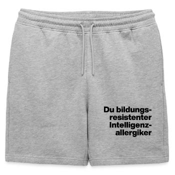YOU EDUCATION-RESISTANT INTELLIGENCE ALLERGY SUFFERER. - Mens' Premium Organic Sweatshorts - heather grey - Front - AI Model Male 178 light (178cm)