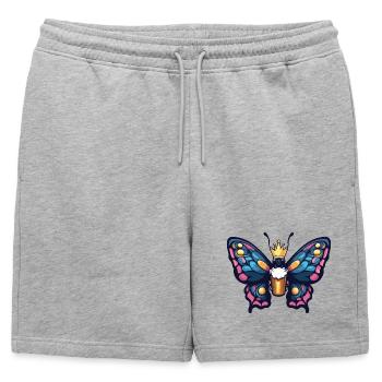 Roi de la Bière Papillon - Short de survêtement homme premium - gris chiné - Devant - AI Model Male 178 light (178cm)