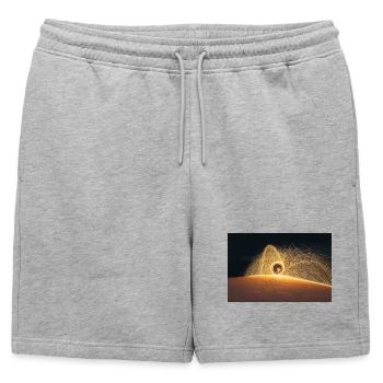 Flaming Steel Wool	 - Mens' Premium Organic Sweatshorts - heather grey - Front - AI Model Male 178 light (178cm)