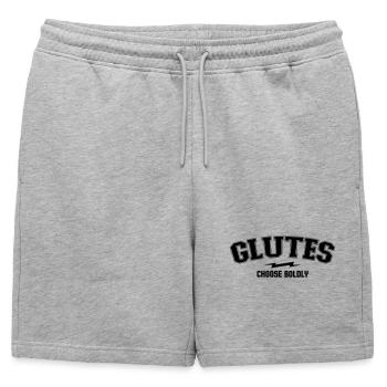 Varsity Arch - Glutes Dept - Mens' Premium Organic Sweatshorts - heather grey - Front - AI Model Male 178 light (178cm)