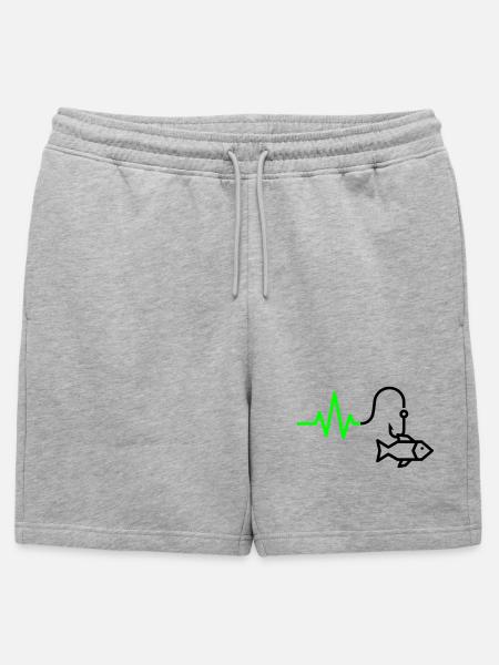 ECG Heart Rate Fish Hook Outline - Mens' Premium Organic Sweatshorts - heather grey