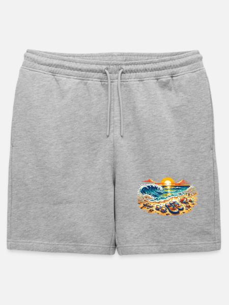 Sunset on the beach illustration - Mens' Premium Organic Sweatshorts - heather grey