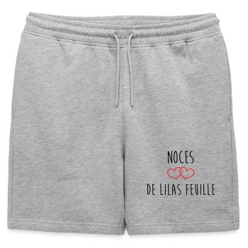 Noces de Lilas 63 ans de mariage - Short de survêtement homme premium - gris chiné - Devant - AI Model Male 178 light (178cm)