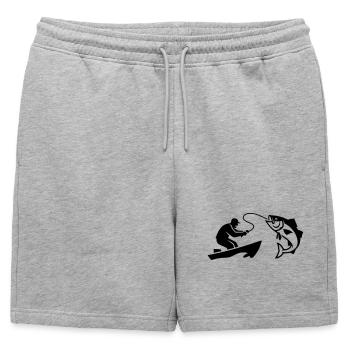 Silhouette de poisson pêcheur bateau - Short de survêtement homme premium - gris chiné - Devant - AI Model Male 178 light (178cm)