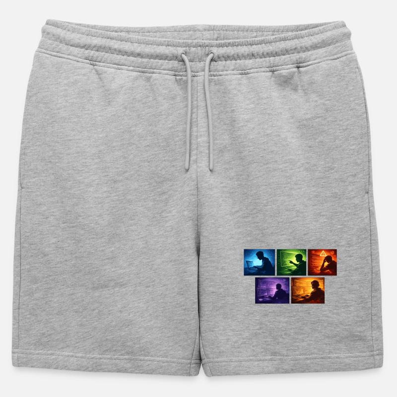 Multi-Screen Code Shadow - Mens' Premium Organic Sweatshorts - heather grey