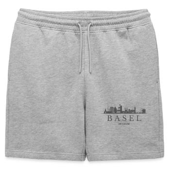 Bâle en Suisse, silhouette de Bâle - Short de survêtement homme premium - gris chiné - Devant - AI Model Male 178 light (178cm)