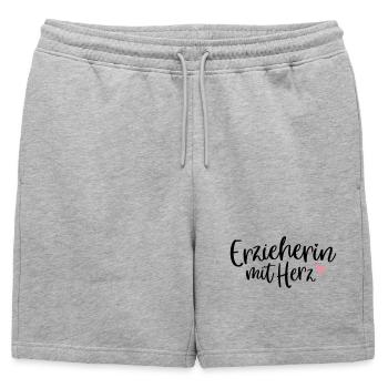 Éducateur au cœur | Crèche cadeau de remerciement - Short de survêtement homme premium - gris chiné - Devant - AI Model Male 178 light (178cm)