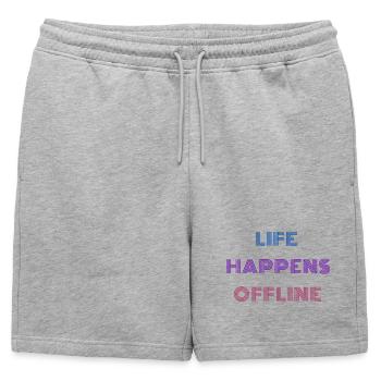 Life Happens Offline - Mens' Premium Organic Sweatshorts - heather grey - Front - AI Model Male 178 light (178cm)