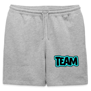 Team lettering - Mens' Premium Organic Sweatshorts - heather grey - Front - AI Model Male 178 light (178cm)