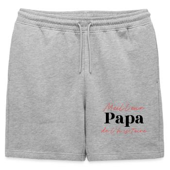 Meilleur Papa de l'histoire - Cadeau Original  - Short de survêtement homme premium - gris chiné - Devant - AI Model Male 178 light (178cm)
