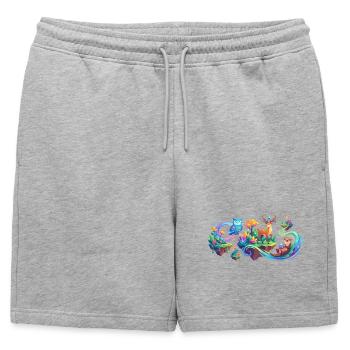 Motif des animaux de la forêt fantastique Rêve de la forêt fantastique - Short de survêtement homme premium - gris chiné - Devant - AI Model Male 178 light (178cm)