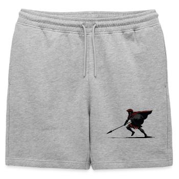 Spartan Shadow and Spear Mascot Spartan Stealth - Mens' Premium Organic Sweatshorts - heather grey - Front - AI Model Male 178 light (178cm)