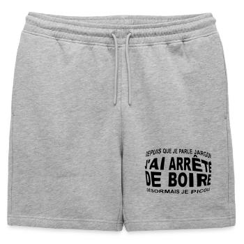 J'ai arrêté de boire désormais je picole humour - Short de survêtement homme premium - gris chiné - Devant - AI Model Male 178 light (178cm)