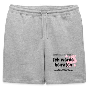 Junggesellenabschied - letzte Chance, Mädels! - Männer Premium Organic Sweatshorts - Grau meliert - Vorne - AI Model Male 178 light (178cm)